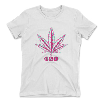 420 Hemp Leaf Womens T-Shirt in White color